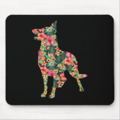 Blume Funny Dog Silhouette Floral Mousepad (Vorne)