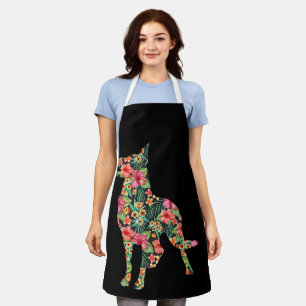 Blume Funny Dog Silhouette Floral Schürze