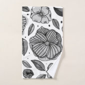 Blume für Aquarell und Tinte - Schwarzweiß Badhandtuch Set (Handtuch)