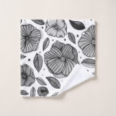 Blume für Aquarell und Tinte - Schwarzweiß Badhandtuch Set (Waschlappen)