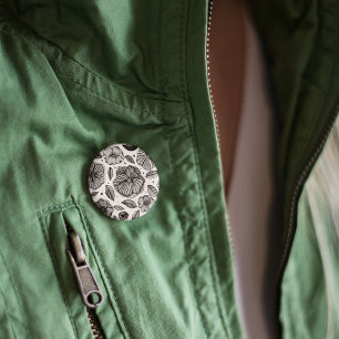 Blume für Aquarell und Tinte - Schwarzweiß Button