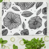 Blume für Aquarell und Tinte - Schwarzweiß Handtuch (Gefaltet)