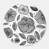 Blume für Aquarell und Tinte - Schwarzweiß Magnet (Vorne)