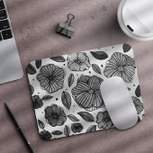 Blume für Aquarell und Tinte - Schwarzweiß Mousepad