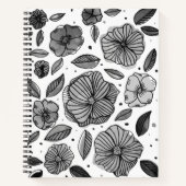 Blume für Aquarell und Tinte - Schwarzweiß Notizbuch (Vorderseite)