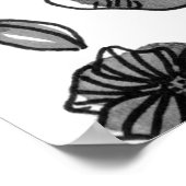 Blume für Aquarell und Tinte - Schwarzweiß Poster (Ecke)
