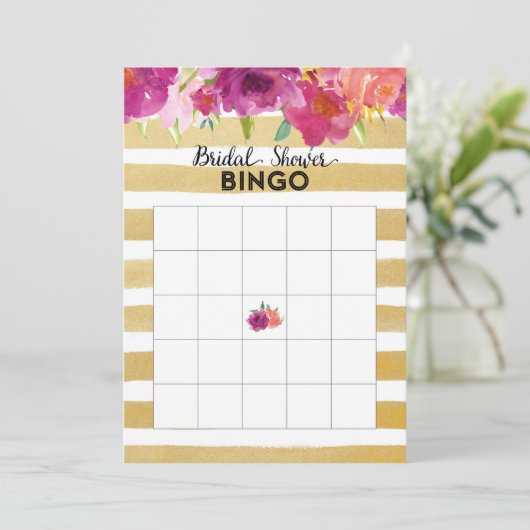 Blume für Aquarellbilder Brautparty Bingokarte (Stehend Vorderseite)