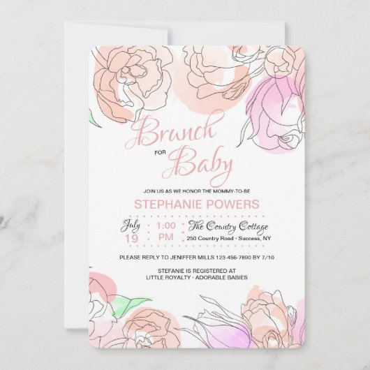 Blume für Aquarellbilder Einladung (Vorderseite)