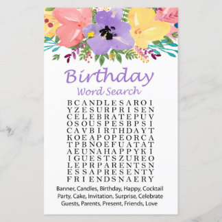 Blume für Aquarellbilder - Suchspiel zum Geburtsta