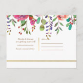 Blume für Aquarellblumen Moderne Save the Date Ankündigungspostkarte (Rückseite)