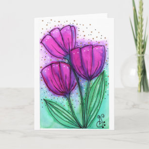 Blume für Aquarellfarben 1 Blankokarte Einladung