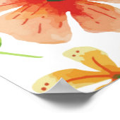 Blume für Aquarellfarben, blau, rosa, Muster-69677 Poster (Ecke)