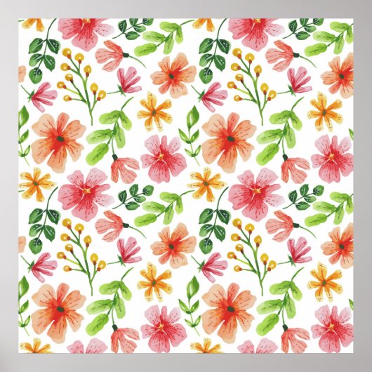 Blume für Aquarellfarben, blau, rosa, Muster-69677 Poster (Vorne)