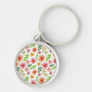 Blume für Aquarellfarben, blau, rosa, Muster-69677 Schlüsselanhänger