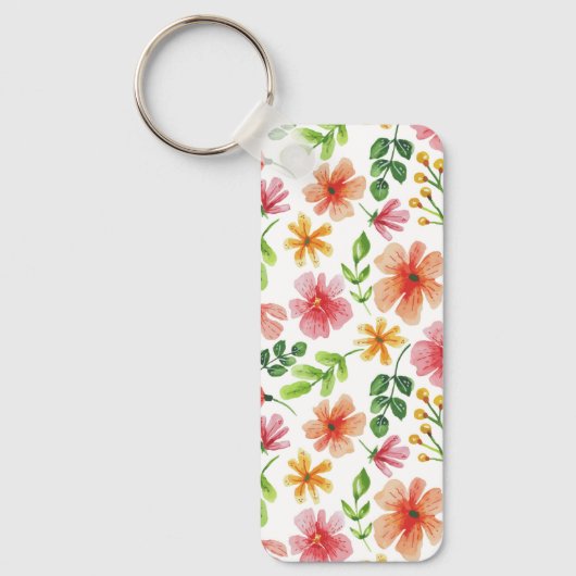 Blume für Aquarellfarben, blau, rosa, Muster-69677 Schlüsselanhänger (Vorderseite)