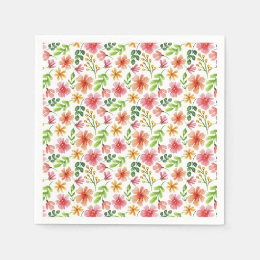 Blume für Aquarellfarben, blau, rosa, Muster-69677 Serviette (Vorderseite)