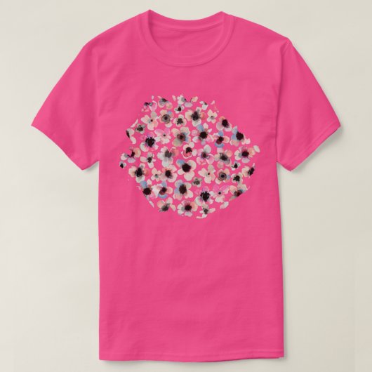 Blume für Aquarellfarben Blau Rosa T-Shirt (Design vorne)