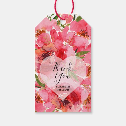 Blume für Aquarellfarben Brautparty Vielen Dank Geschenkanhänger (Vorderseite)