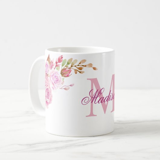 Blume für Aquarellfarben Lila Kaffeetasse (Vorderseite Links)