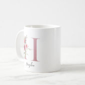 Blume für Aquarellfarben Monogramm Rosa H Individu Kaffeetasse (Vorderseite Links)