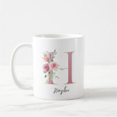 Blume für Aquarellfarben Monogramm Rosa H Individu Kaffeetasse (Links)