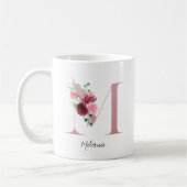 Blume für Aquarellfarben Monogramm Rosa M Individu Kaffeetasse (Links)