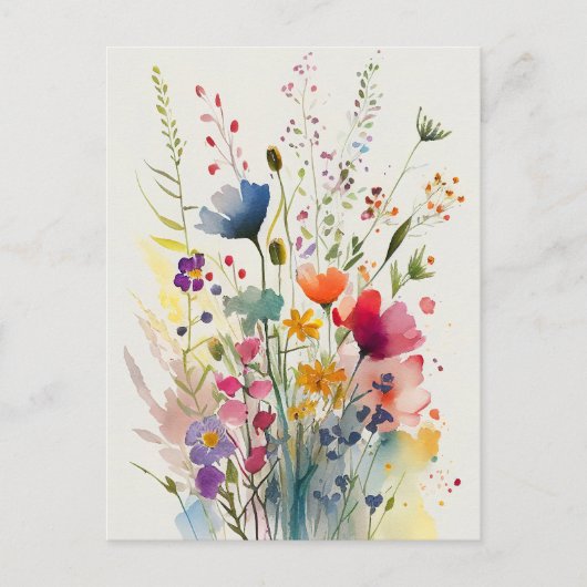 Blume für Aquarellfarben Postkarte (Vorderseite)
