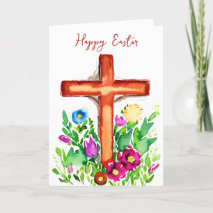 Blume für Aquarellkreuz und rosa Ostern Feiertagskarte