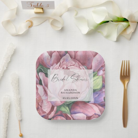 Blume für Aquarellmuster - Brautparty Pappteller (Hochzeit)