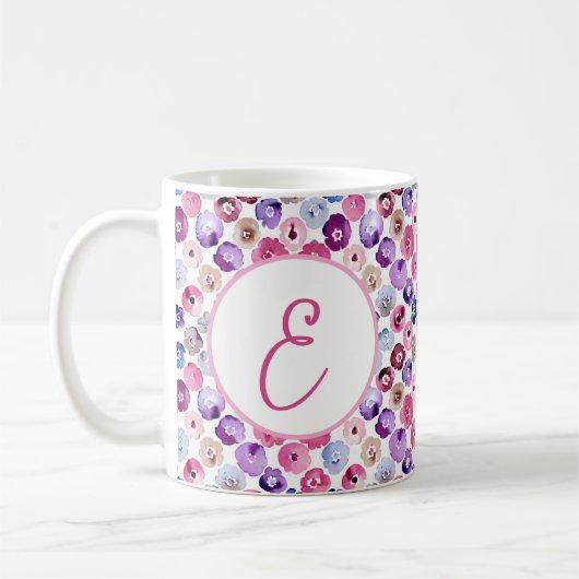 Blume für Aquarelltöne in Monogramm Kaffeetasse (Links)