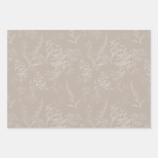 Blume für Beige und Creme Geschenkpapier Set (Vorderseite 3)