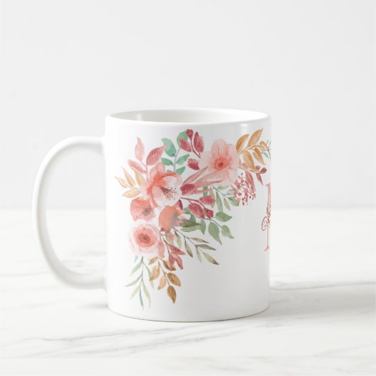 Blume für benutzerdefinierte Monogramm Kaffeetasse (Links)