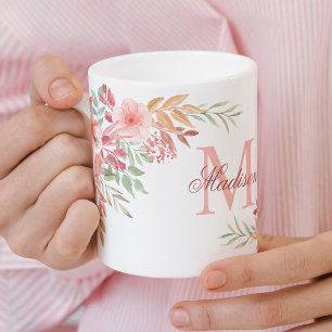 Blume für benutzerdefinierte Monogramm Kaffeetasse