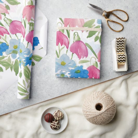 Blume für blaue Frühlingswasser Geschenkpapier (Kunsthandwerk)