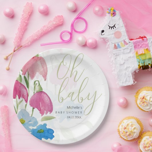 Blume für blaue Frühlingswasser Pappteller (Party)