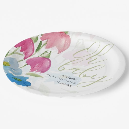 Blume für blaue Frühlingswasser Pappteller (Schrägansicht)