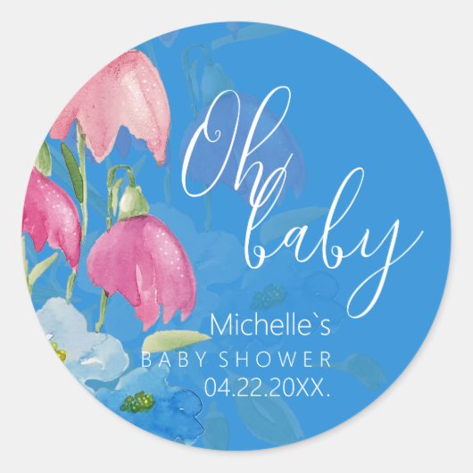 Blume für blaue Frühlingswasser Runder Aufkleber (Vorderseite)