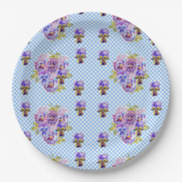 Blume für blaue Pansy-Karo Musterpapier Party-Plat Pappteller