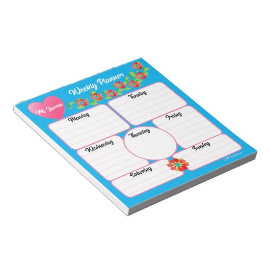 Blume für Blaue Wochen-Planer Notizblock (angewinkelt)