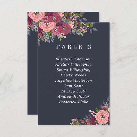 Blume für Burgund & Blush Einladung (Vorne/Hinten)