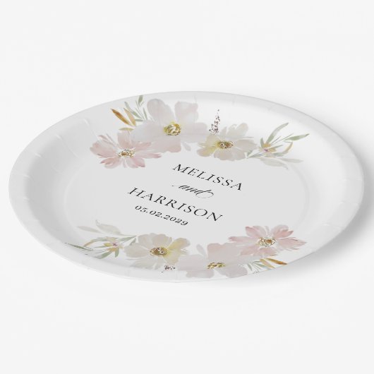 Blume für Creme und Wasserfarben Pappteller (Schrägansicht)