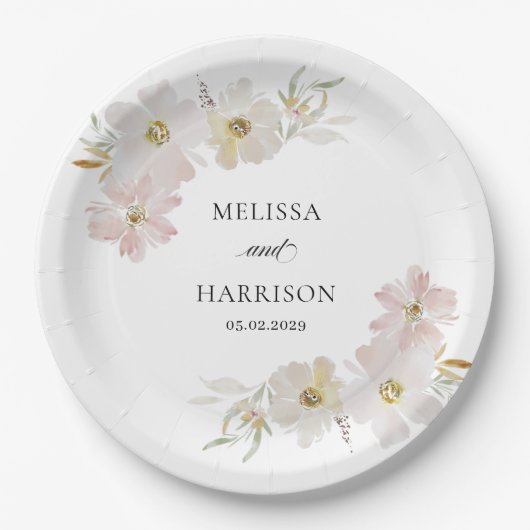 Blume für Creme und Wasserfarben Pappteller (Vorderseite)