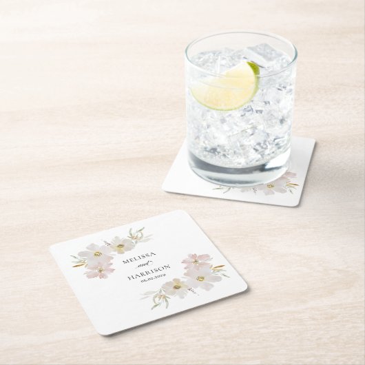 Blume für Creme und Wasserfarben Rechteckiger Pappuntersetzer (Vor Ort)