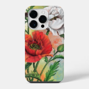 Blume für das iPhone mit rotem weißem Mohn - Maler 14 Pro Hülle