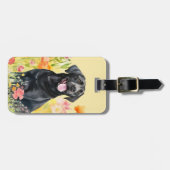 Blume für das Schwarze Labrador Gepäckanhänger (Vorderseite horizontal)