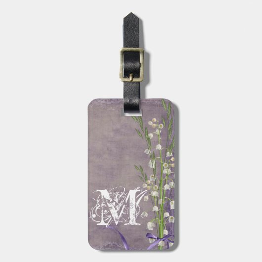 Blume für das weiße Land, das auf dem Monogramm-Ge Gepäckanhänger (Vorderseite vertikal)