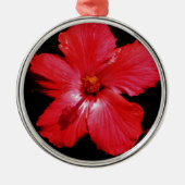 Blume für den roten Hibiskus in Rot Ornament Aus Metall (Vorne)