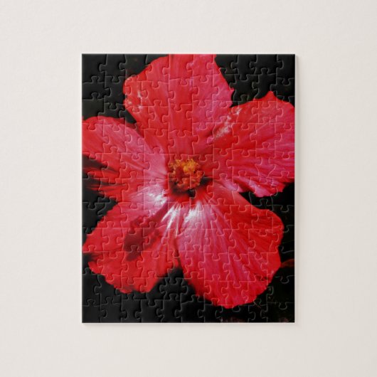 Blume für den roten Hibiskus in Rot Puzzle (Vertikal)
