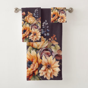 Blume für den Wasserfarbenfall Lila Badhandtuch Set