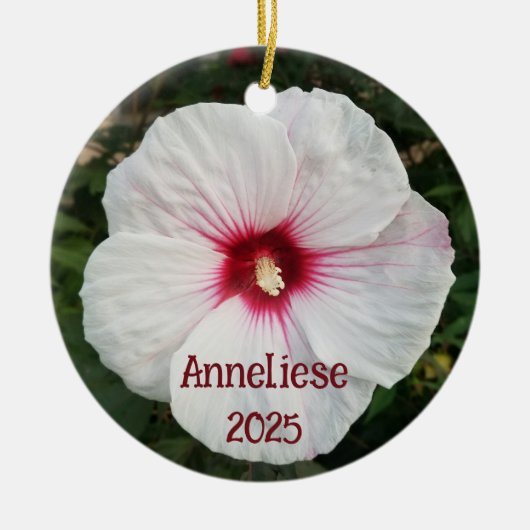 Blume für den weißen Hibiskus Keramik Ornament (Vorne)